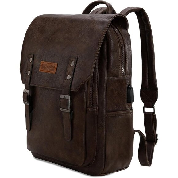 Vegan Leather Backpack Unisex Work Backpack Laptop Up to 17.3 Inches